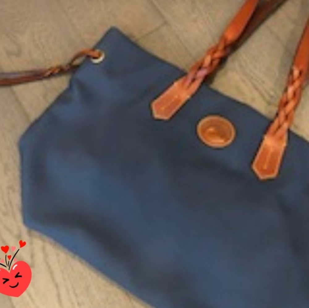 Dooney & Bourke Casual Multi Purpose Nylon + Leather Tote Bag Blue Sz OS